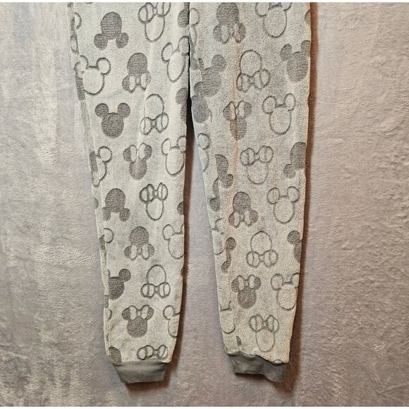 Disney Mickey Mouse Hooded Womens Large One piece Pajamas Hood Ears Pom-Poms Zip - Picture 6 of 13